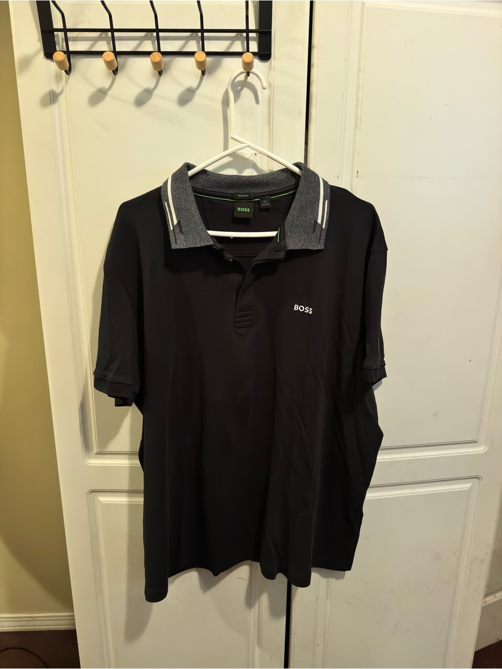 BOSS Black Polo with Gray Contrast Collar